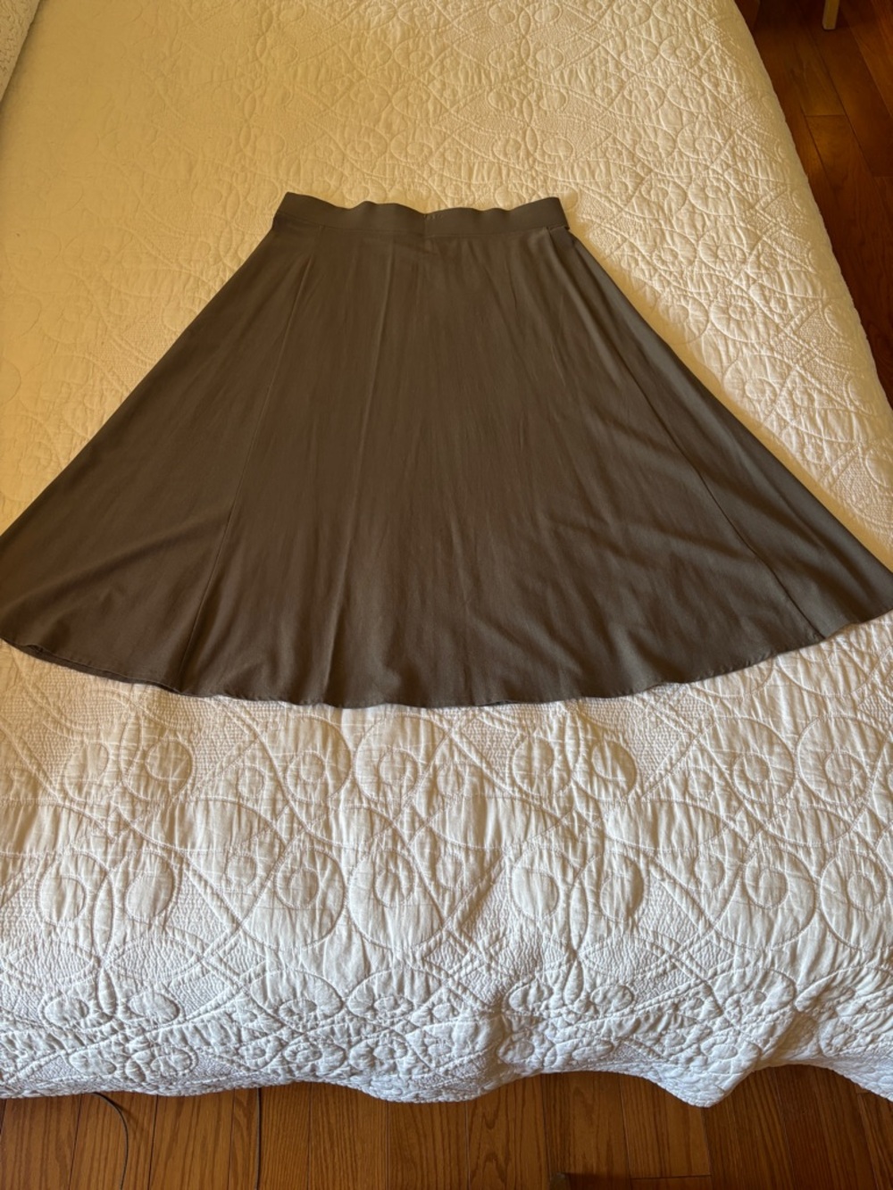 Eileen Fisher A-Line Midi Skirt in Taupe, Size M